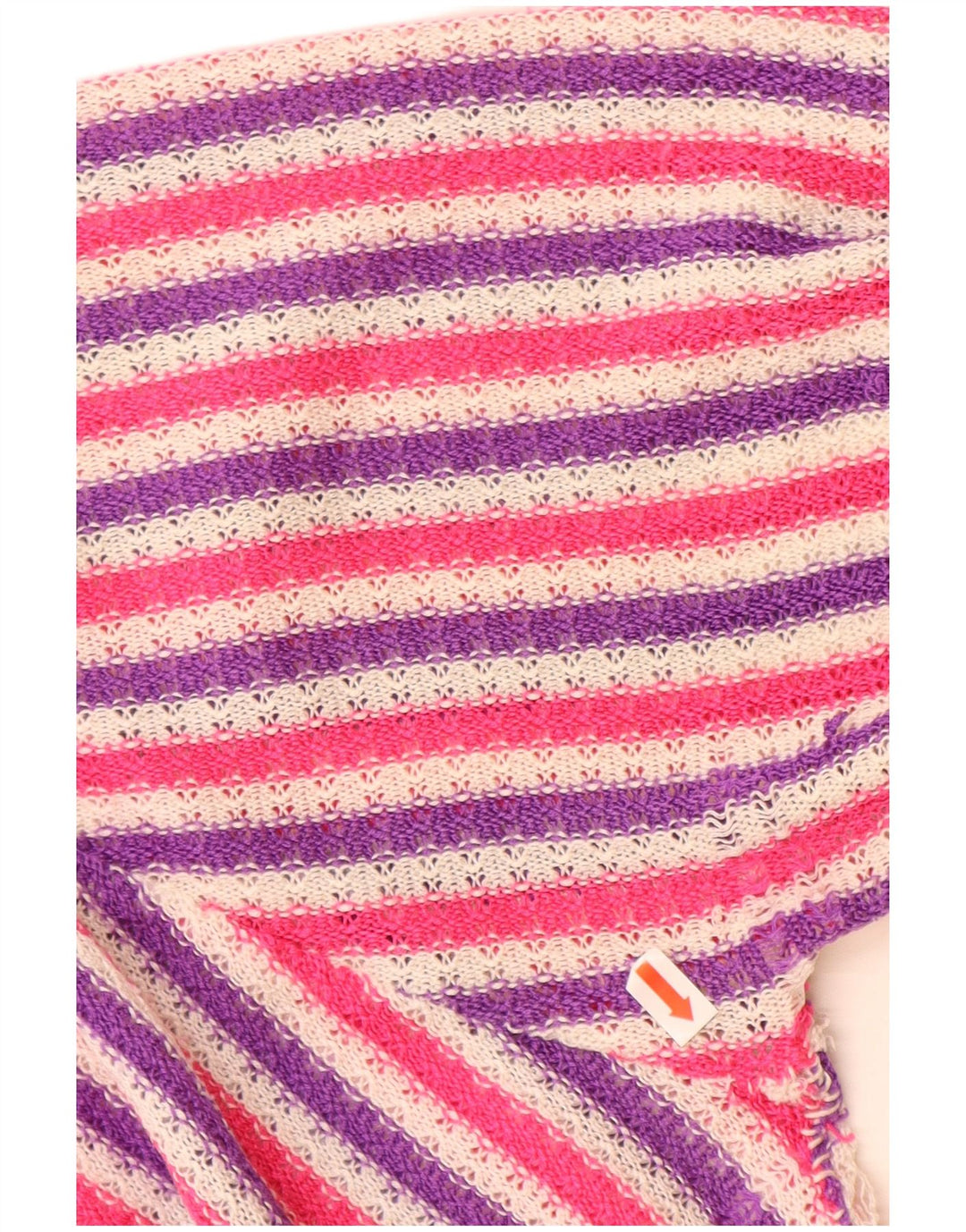 Maglione maglione con scollo a barca da donna VINTAGE UK 14 grandi strisce multicolori