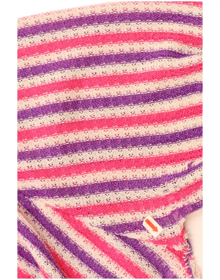 Maglione maglione con scollo a barca da donna VINTAGE UK 14 grandi strisce multicolori