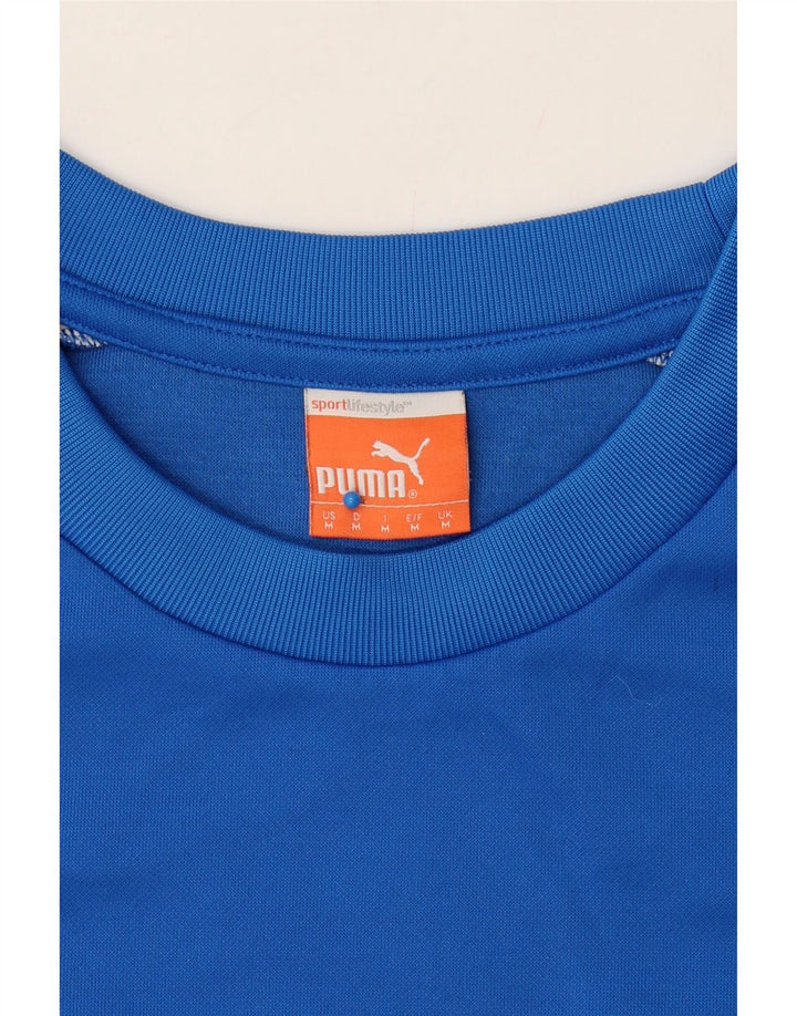 PUMA Mens Sweatshirt Jumper Medium Blue Colourblock Polyester Vintage Puma and Second-Hand Puma from Messina Hembry 