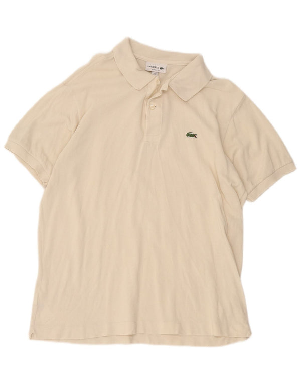 Polo da uomo Lacoste vestibilità classica taglia 6 XL in cotone bianco sporco