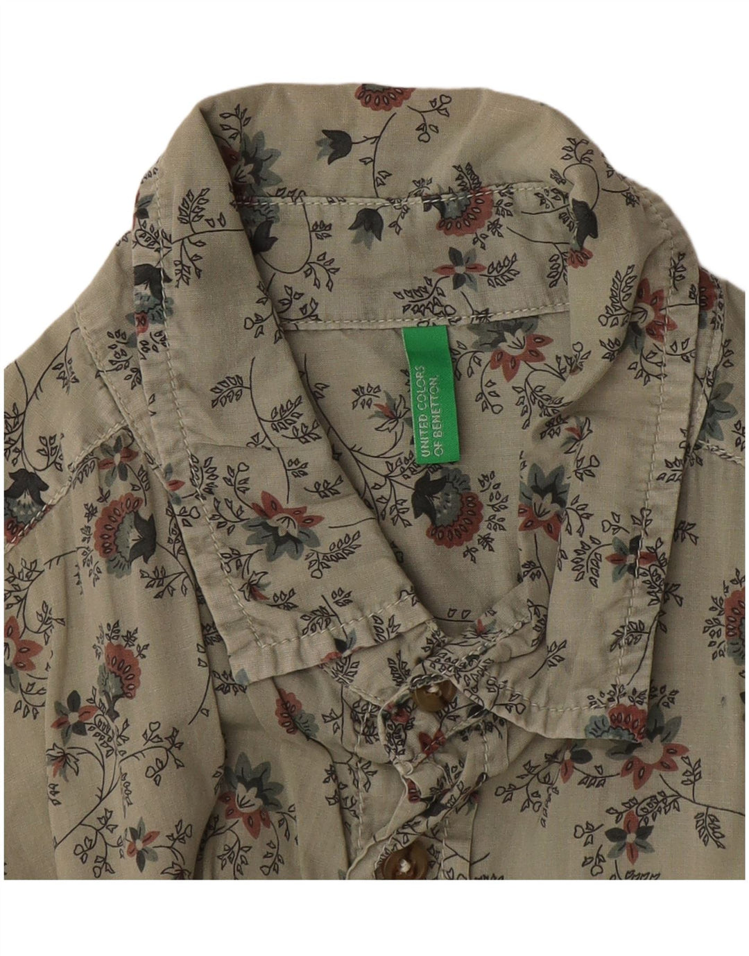 Camicia Benetton Uomo Grigio Medio Floreale