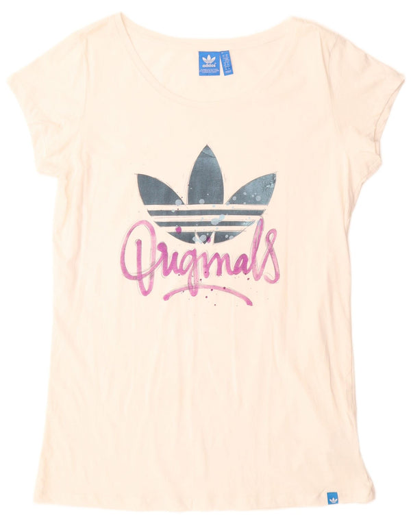 T-shirt grafica lunga da donna ADIDAS UK 22 XL cotone bianco