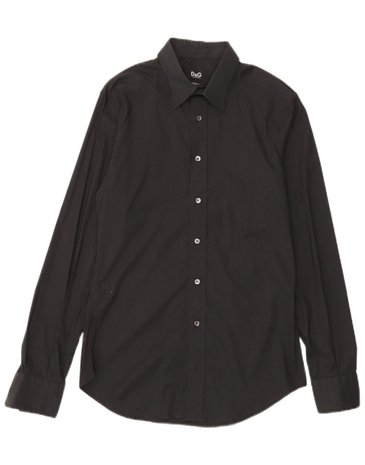 Camicia Slim Uomo Dolce & Gabbana IT 48 Cotone Nero Medio