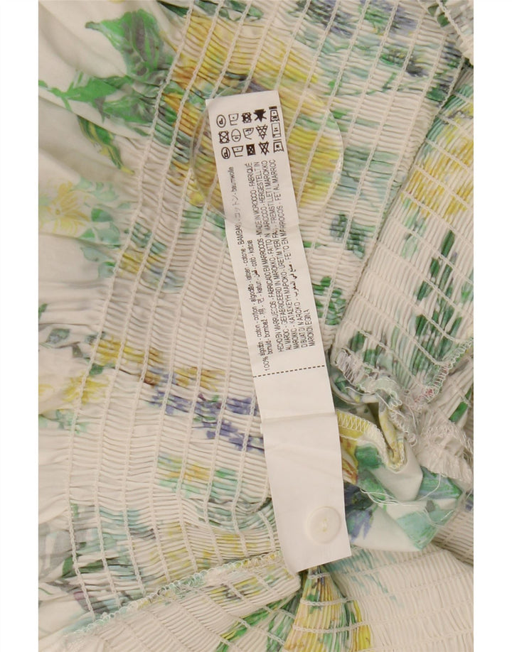 Abito chemisier pullover con maniche a 3/4 ZARA da donna UK 10 piccolo bianco floreale