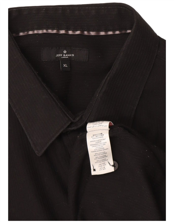 Camicia da uomo Jeff Banks XL in cotone gessato nero