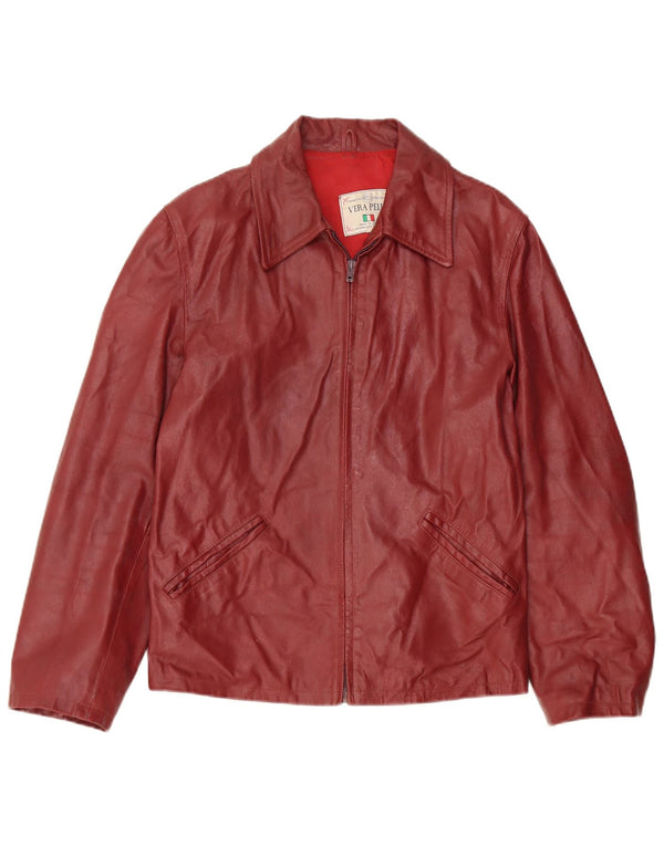 Giacca in Pelle Donna Lavorazione Artigiana IT 44 Pelle Bordeaux Media