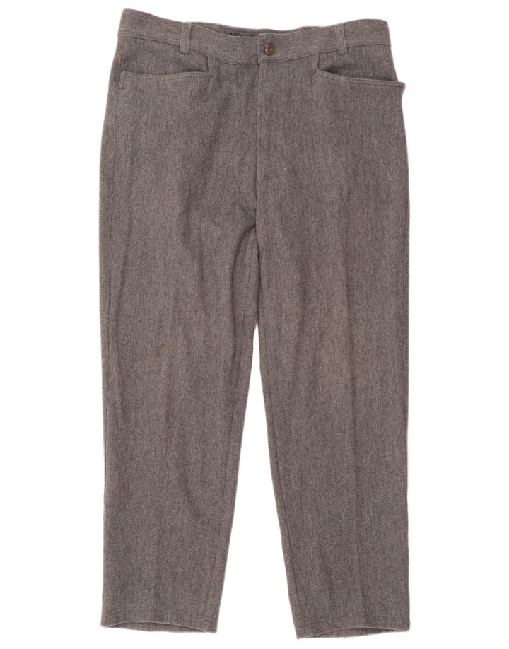Pantaloni da abito dritti da uomo Versace IT 52 XL W38 L29 Lana grigia