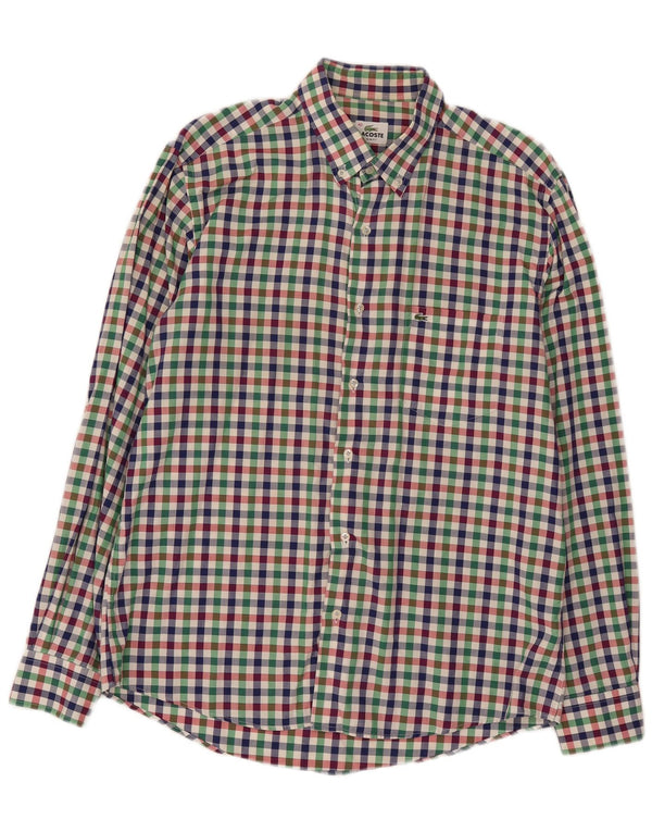 Camicia Lacoste da uomo slim fit in flanella taglia 42 grande a quadretti multicolore