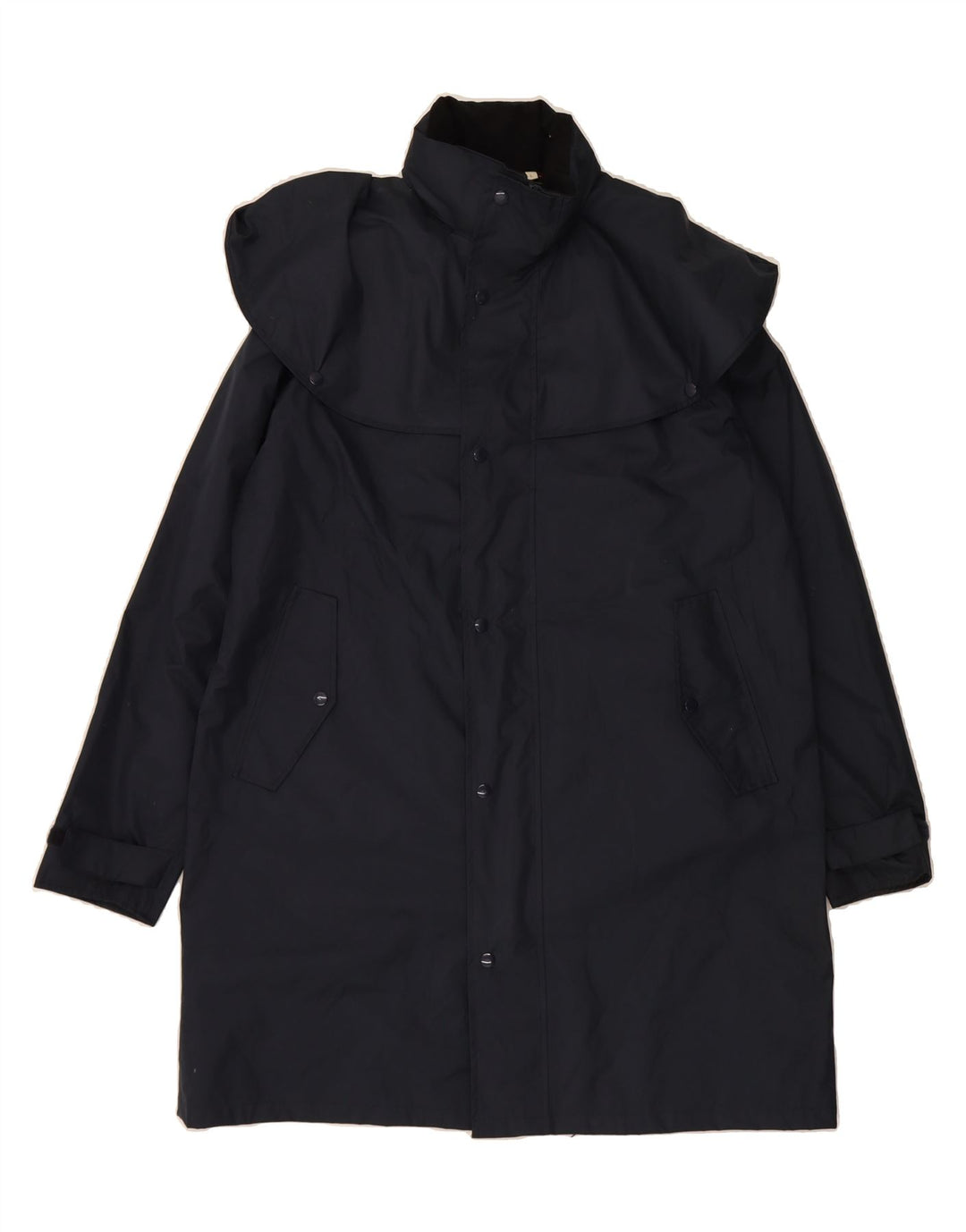 COTTON TRADERS Mens Hooded Overcoat UK 40 Large Navy Blue Polyester Vintage Cotton Traders and Second-Hand Cotton Traders from Messina Hembry 