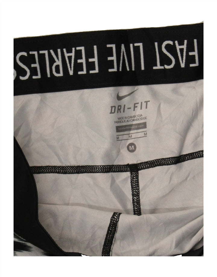 NIKE Womens Dri Fit Abstract Pattern Leggings UK 14 Medium Black Polyester Vintage Nike and Second-Hand Nike from Messina Hembry 