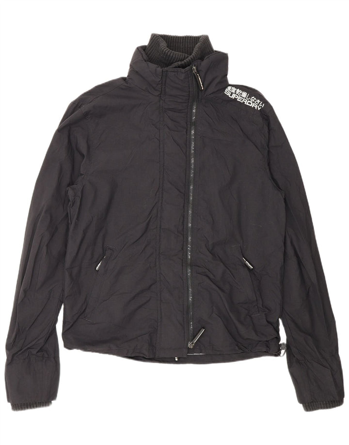 Giacca antipioggia grafica da donna Superdry Windcheater UK 14 nylon nero medio