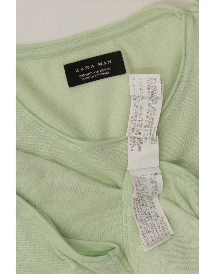 T-shirt Zara da uomo Top in cotone verde medio