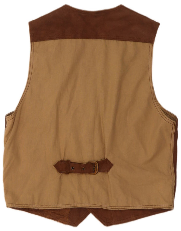 Vintage Mens Suede Waistcoat XL Brown Leather