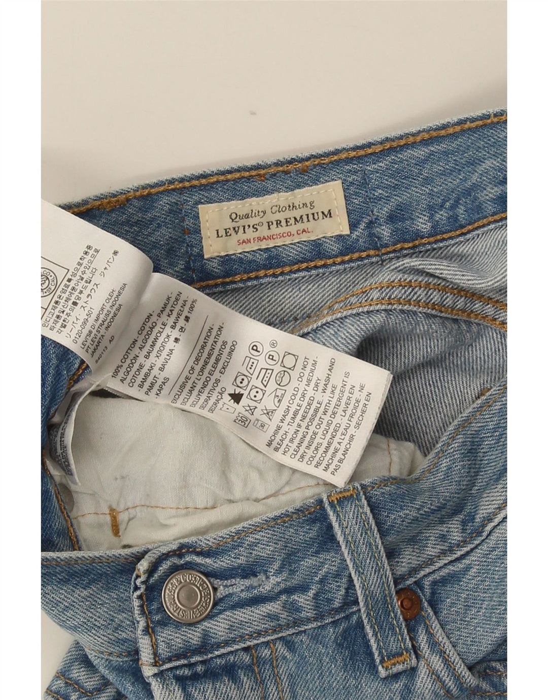 Jeans dritti invecchiati 501 da donna Levi's W28 L28 cotone blu