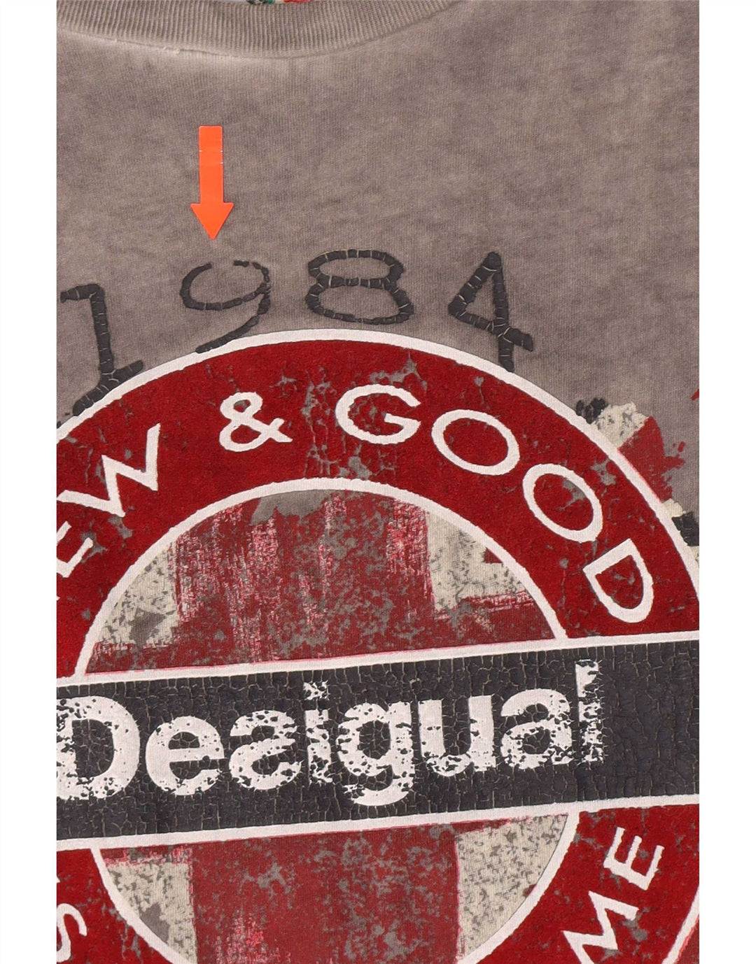 Desigual Maglietta grafica da uomo Top in cotone grigio medio