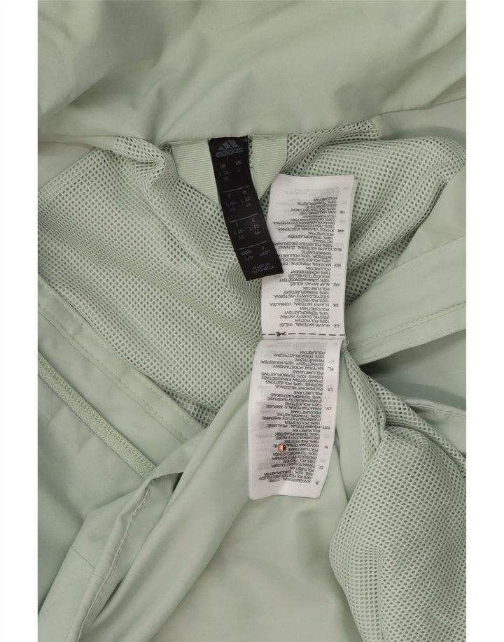 Giacca antipioggia con cappuccio da donna Adidas UK 16/18 Large Verde Poliestere