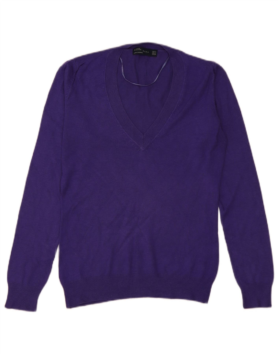 Maglione Zara da donna con scollo a V UK 12 Viscosa viola medio