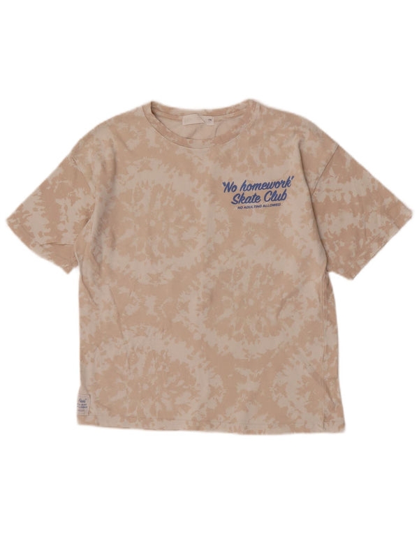 T-shirt grafica Zara per ragazzi, 8-9 anni, in cotone beige tie-dye