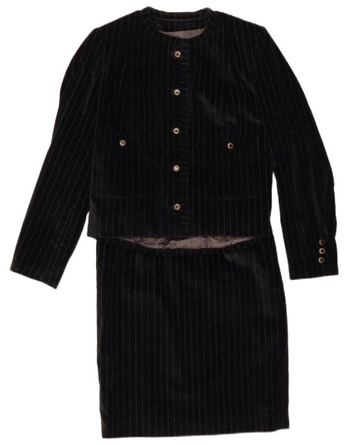 Set gonna da donna in 2 pezzi a 5 bottoni VINTAGE UK 12 medio W28 nero