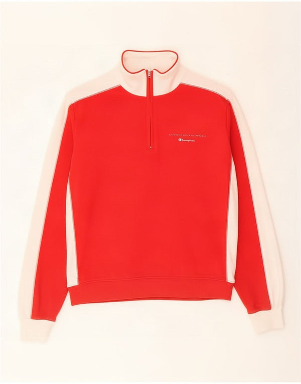 Felpa Champion da uomo con zip e collo, colore rosso medio