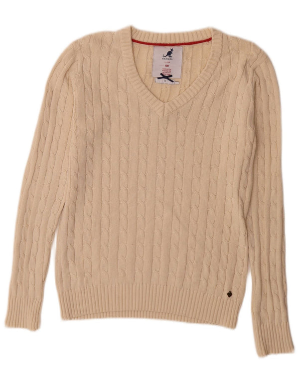 Maglione Kangol da donna con scollo a V UK 10 piccolo Beige