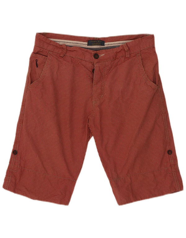 Zara Mens Chino Shorts EU 42 Large W32  Red Check Cotton