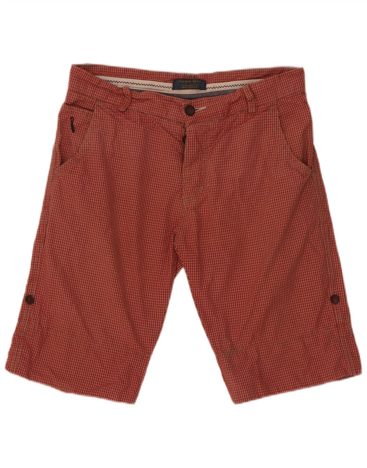 Pantaloncini chino da uomo Zara EU 42 Large W32 cotone a quadri rossi