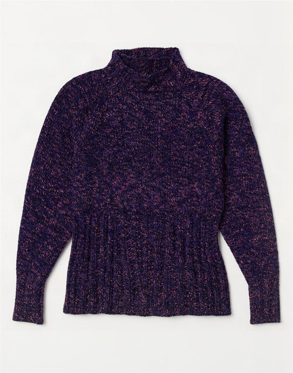Vintage Womens Turtle Neck Jumper Sweater UK 12 Medium Purple Flecked