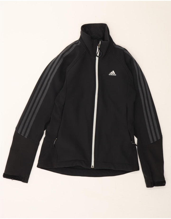 ADIDAS Womens Clima Proof Tracksuit Top Jacket UK 10 Small Black Polyester Vintage Adidas and Second-Hand Adidas from Messina Hembry 