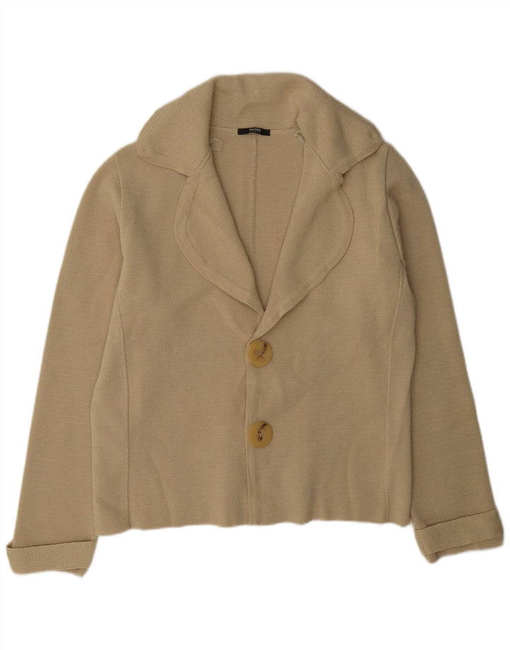 Giacca blazer da donna in maglia a 2 bottoni Hucke UK 14 grande in lana beige