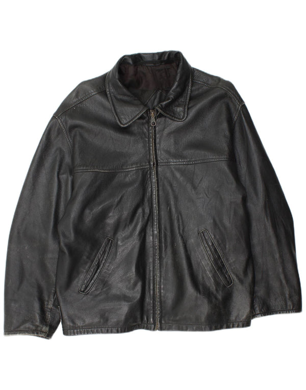 Giacca in pelle vintage da uomo UK 38 in pelle nera media