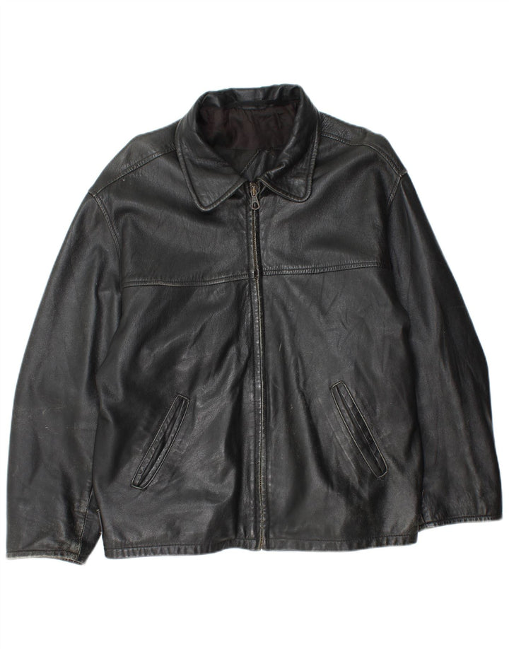 Giacca in pelle vintage da uomo UK 38 in pelle nera media