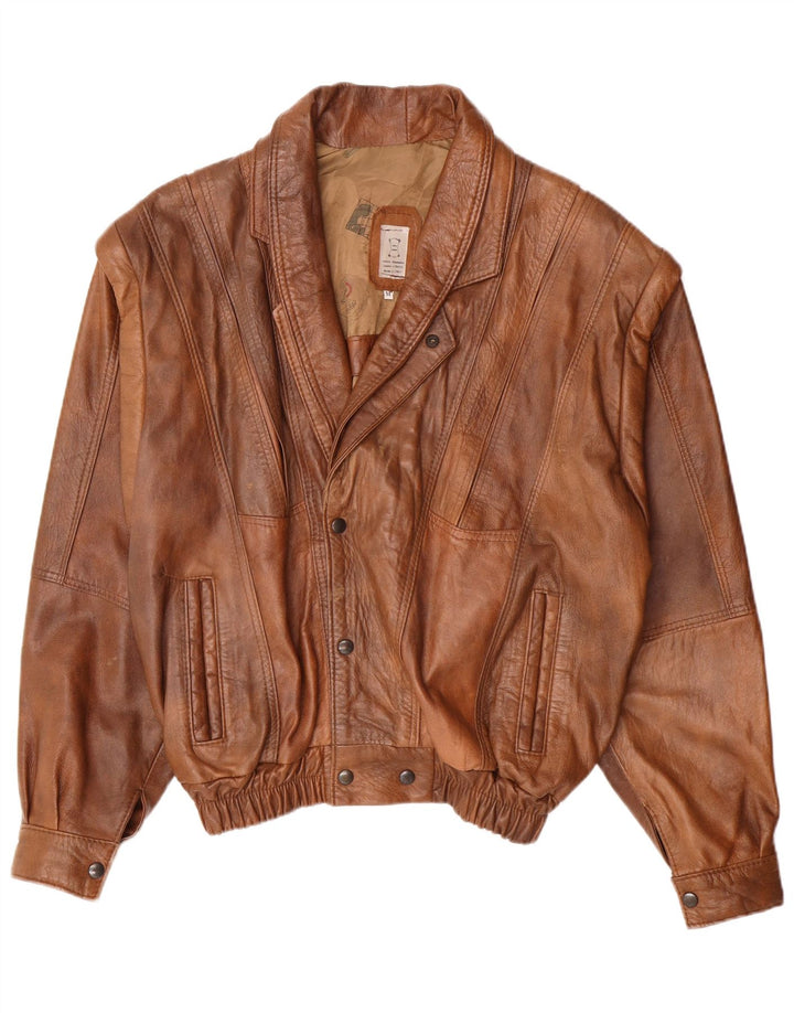 Giacca in pelle vintage da uomo UK 38 in pelle marrone medio
