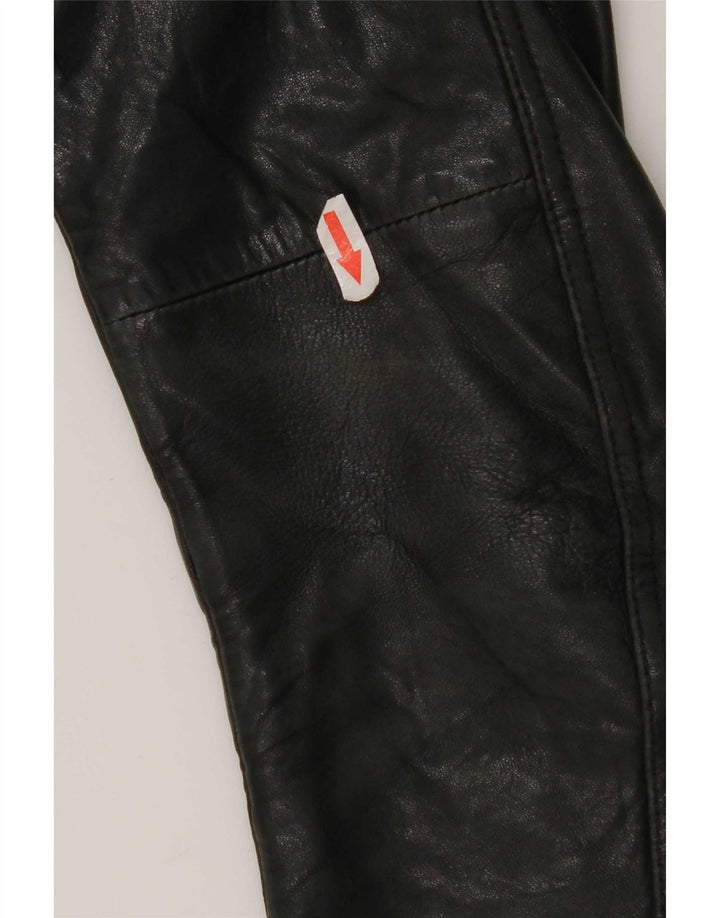 Giacca in pelle da motociclista da donna Massimo Dutti UK 10 piccola nera