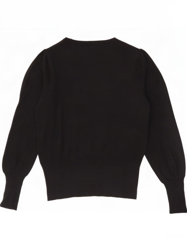 Maglione maglione con scollo a barca da donna Marks & Spencer UK 10 piccolo in viscosa nera