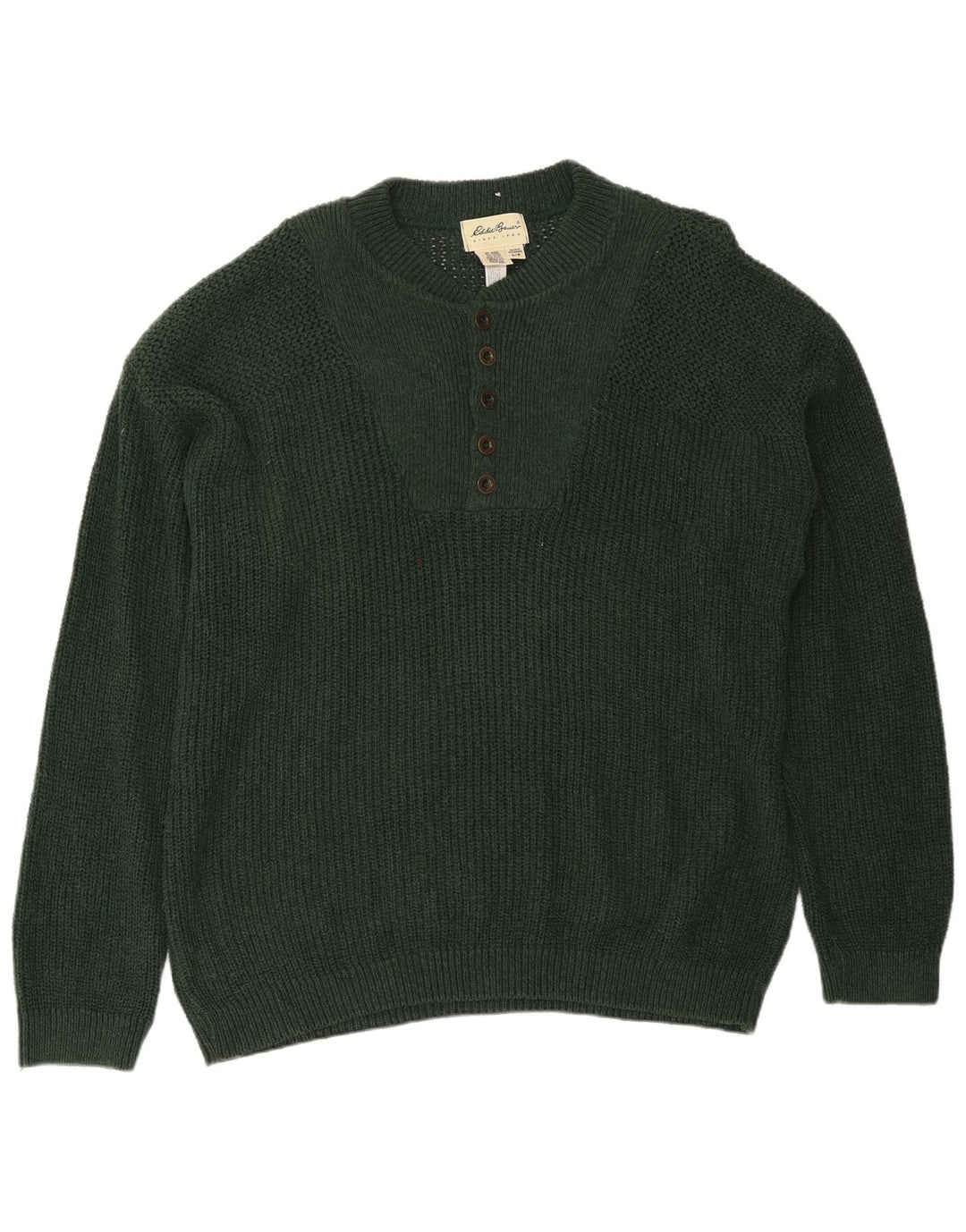Eddie Bauer Maglione da uomo con collo a bottoni, grande cotone verde
