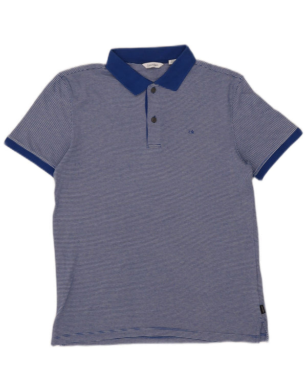 Polo da uomo Calvin Klein piccola in cotone gessato blu