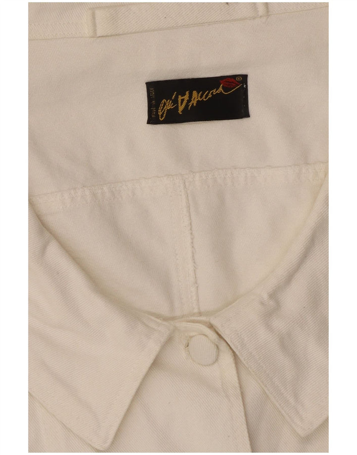 Camicetta vintage da donna a maniche corte UK 12 bianca media