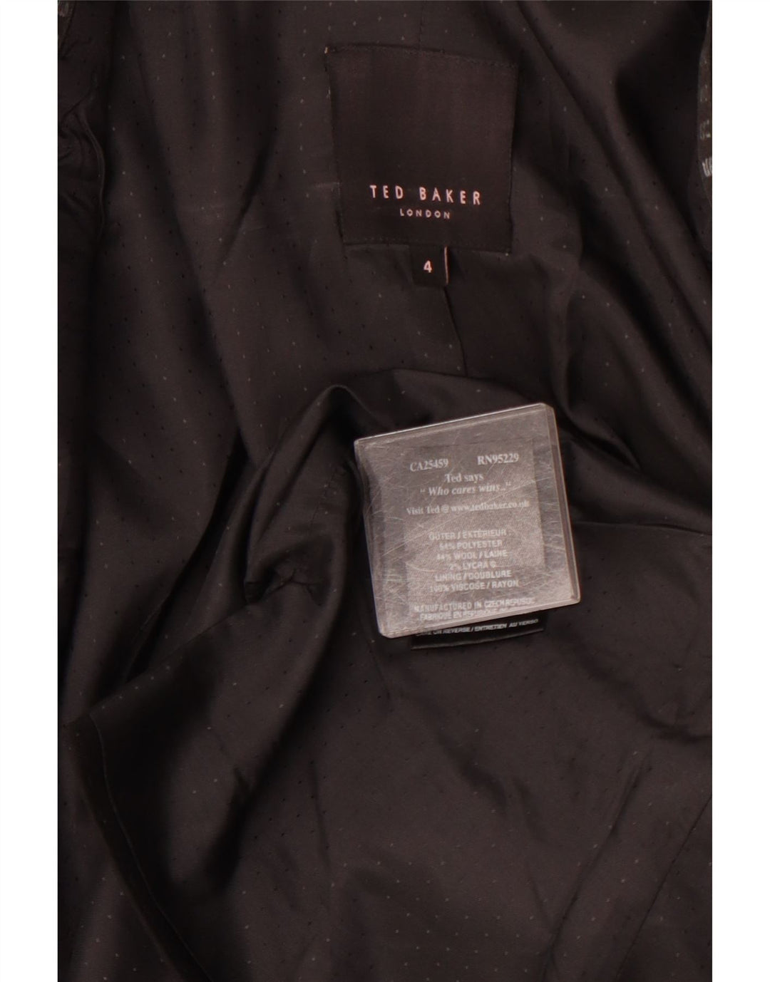 Giacca blazer da donna a 1 bottone TED BAKER taglia 4 grande nera maculata