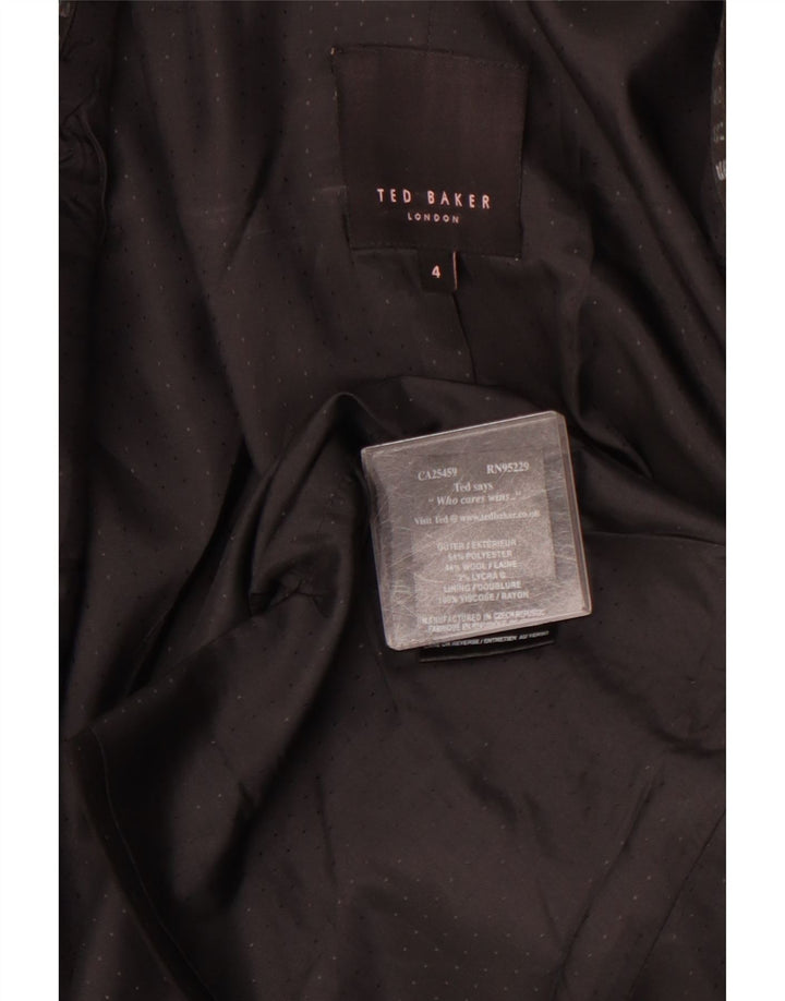 Giacca blazer da donna a 1 bottone TED BAKER taglia 4 grande nera maculata