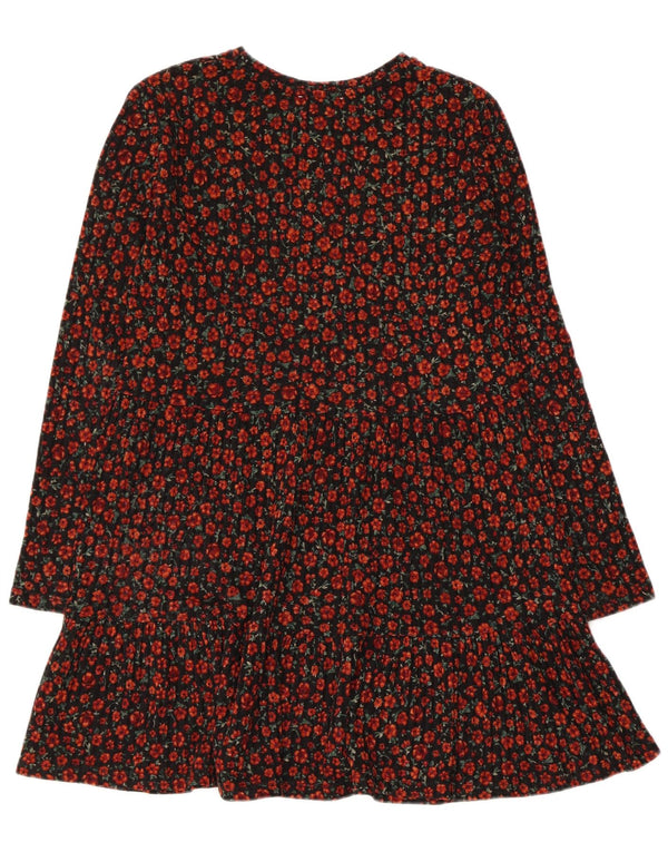 Abito a strati a maniche lunghe da donna Zara UK 12 medio nero floreale