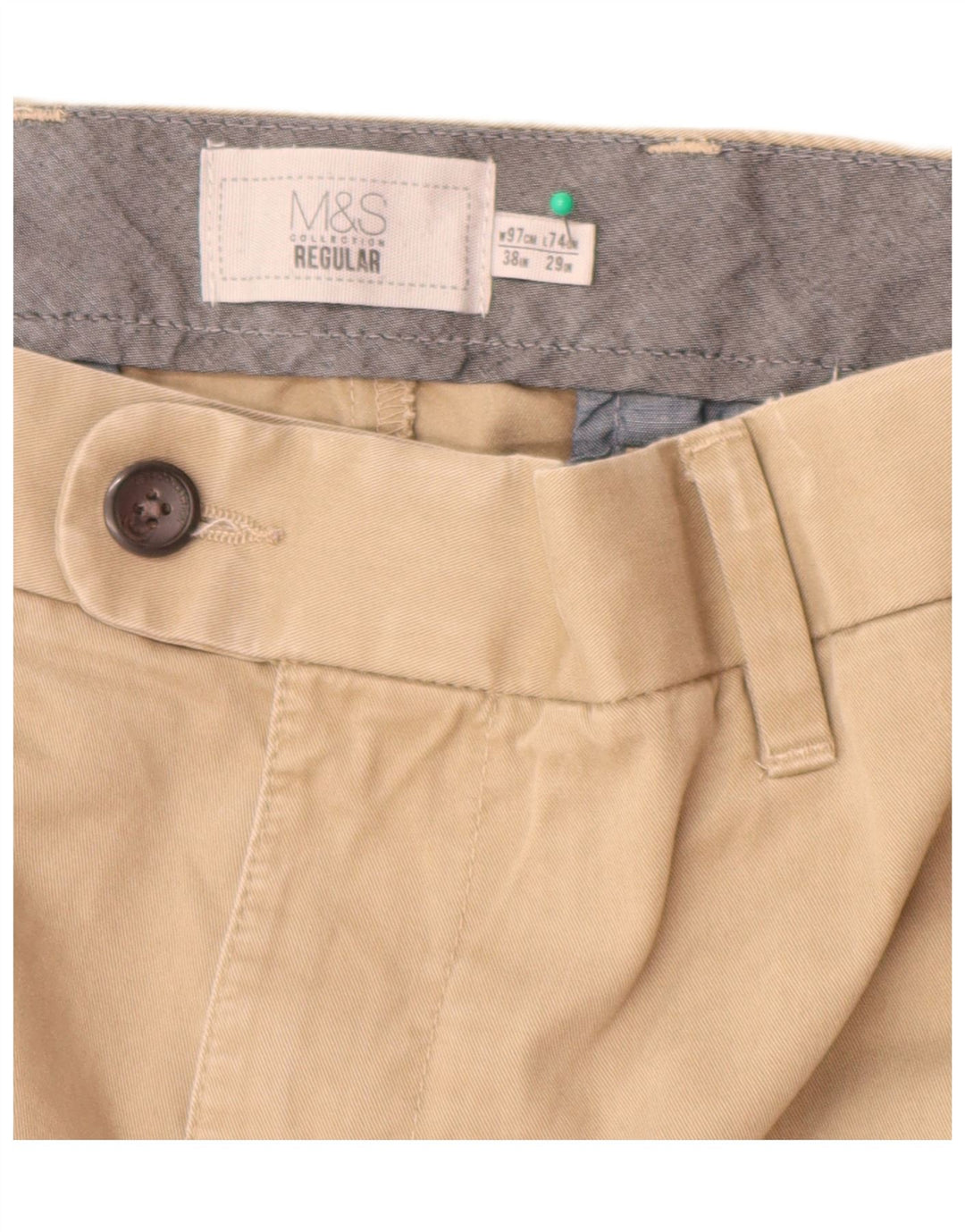 Pantaloni da abito vestibilità regolare da uomo Marks & Spencer W38 L29 cotone beige