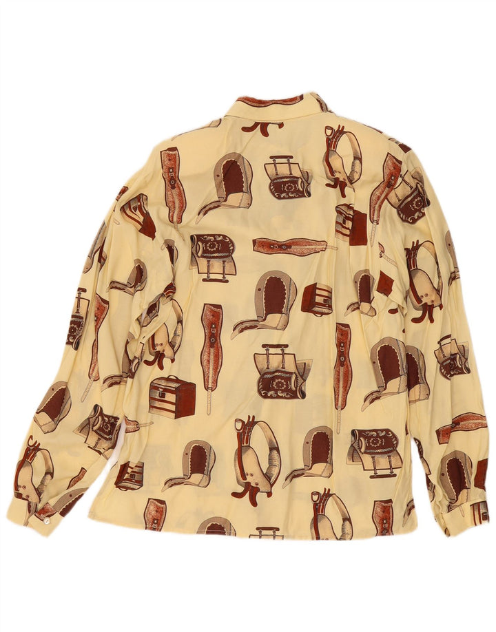 Camicetta camicia oversize da donna VINTAGE UK 14 medio bianco sporco