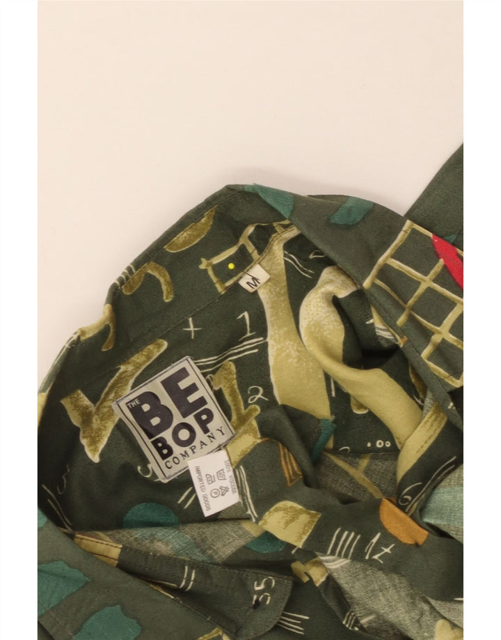 Camicia vintage da uomo in viscosa geometrica verde medio