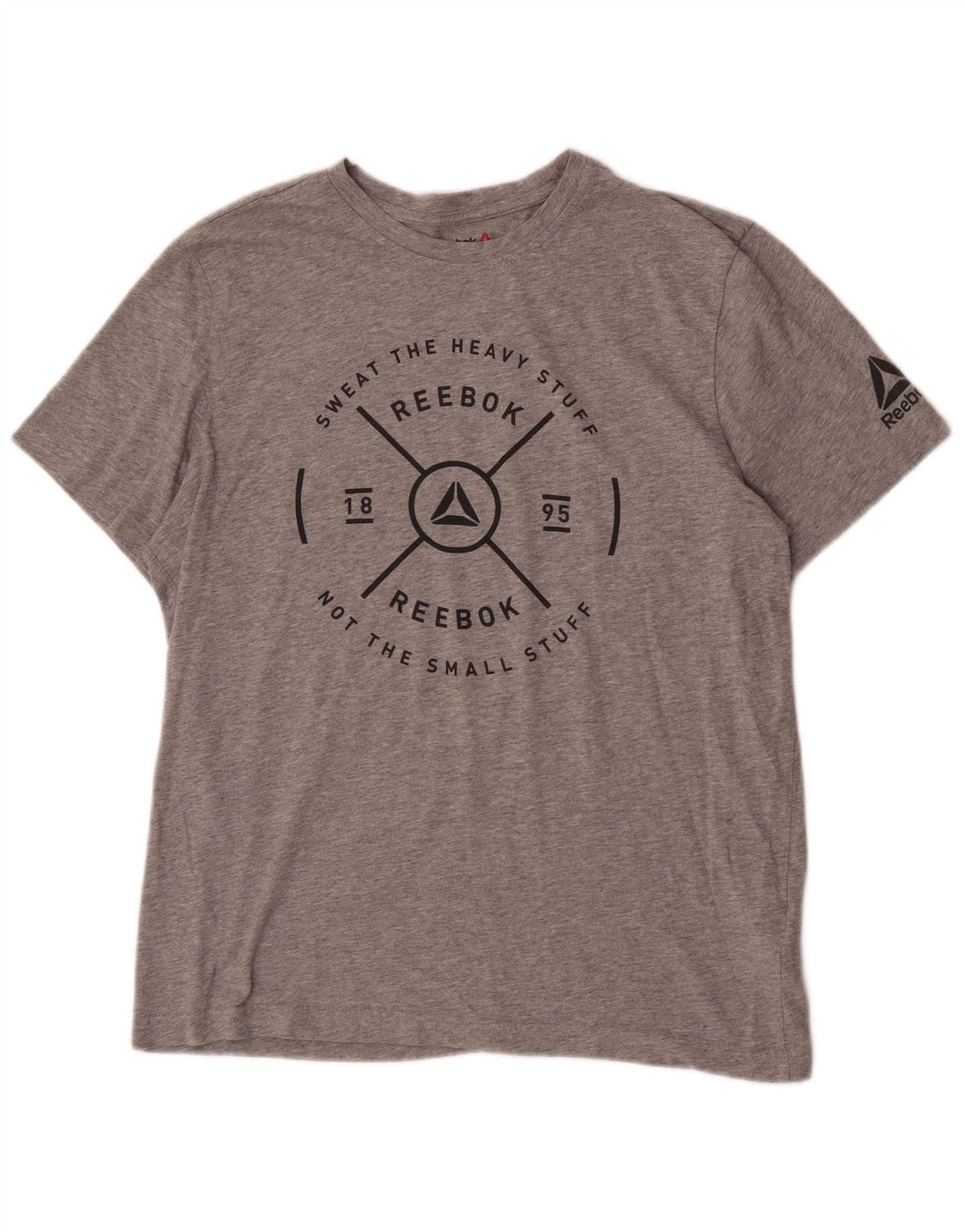 T-shirt grafica da uomo Reebok Top grande in cotone grigio