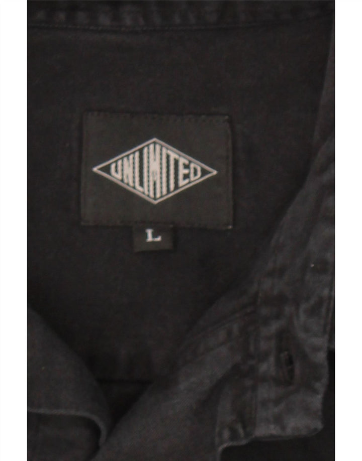 UNLIMITED Mens Shirt Large Black Vintage Unlimited and Second-Hand Unlimited from Messina Hembry 