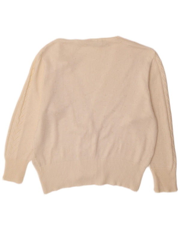 Maglione cardigan da donna Rabe EU 46 XL acrilico bianco sporco
