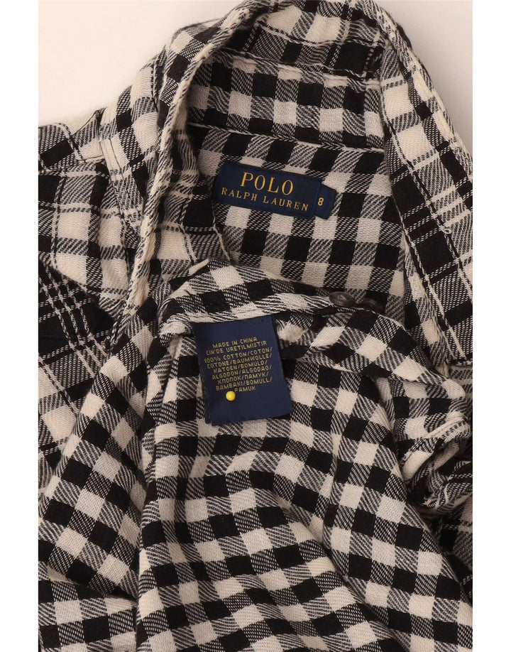 Camicia Polo Ralph Lauren da donna US 8 cotone medio a quadri neri