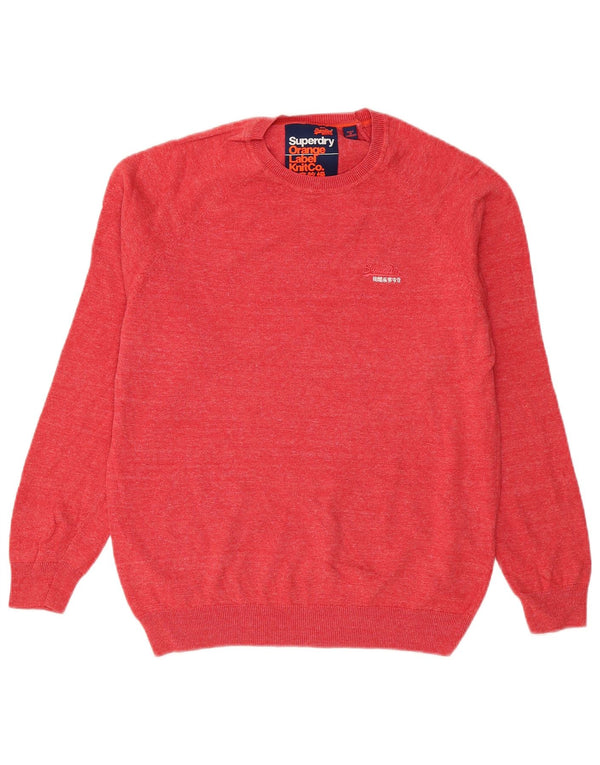Maglione maglione girocollo da uomo Superdry grande cotone rosso