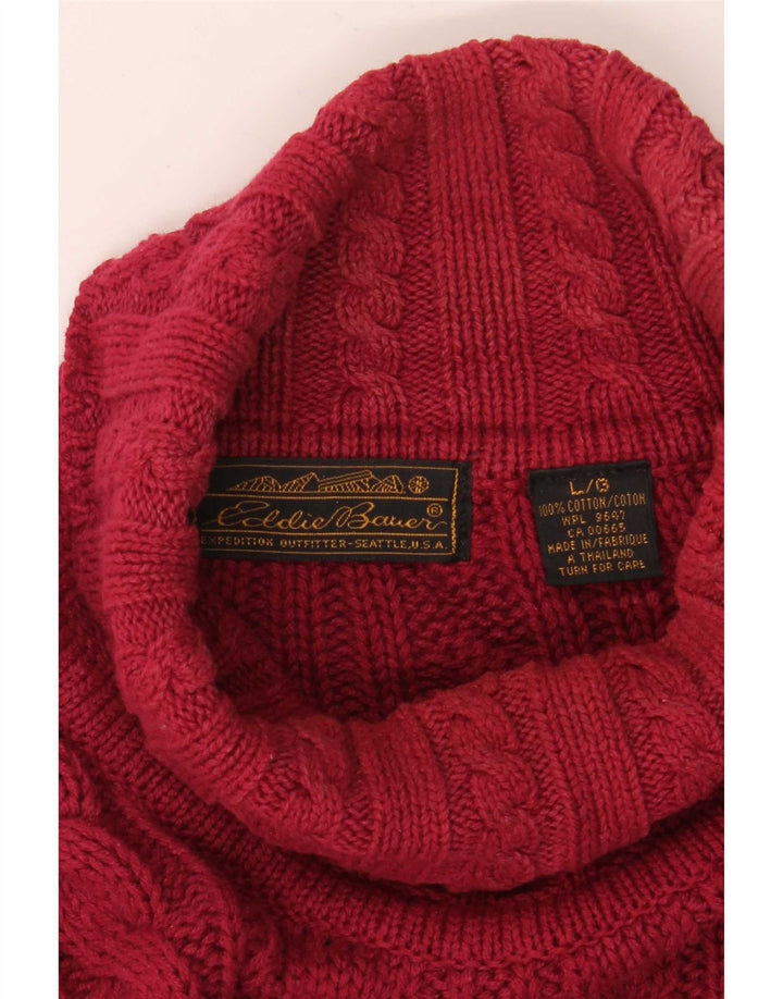 Eddie Bauer Maglione da uomo con collo alto e maglione grande in cotone rosso